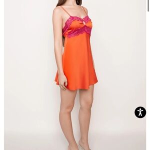 NWT Danielle Guizio Babydoll Slip Dress Magenta&Orange XXS🧡🩷